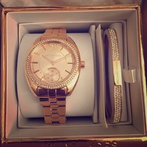Dena Rose Gold-Tone Watch and Bracelet Gift Set